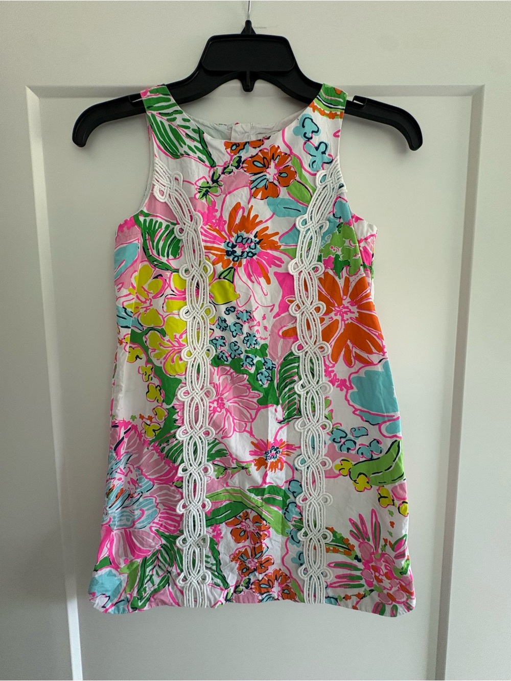 Lilly Pulitzer Bright Floral Lace-Trim Tank Dress in Pink, Green & Orange